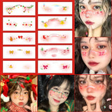 Love Heart Blush, Christmas Tree Makeup, Face Stickers, Fun Cosplay Tattoos, Children's Cartoon Reindeer Makeup