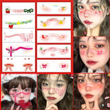 Love Heart Blush, Christmas Tree Makeup, Face Stickers, Fun Cosplay Tattoos, Children's Cartoon Reindeer Makeup