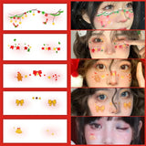 Love Heart Blush, Christmas Tree Makeup, Face Stickers, Fun Cosplay Tattoos, Children's Cartoon Reindeer Makeup