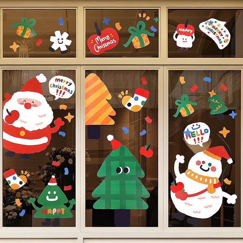 Christmas Anti-Static Glass Door Creative Stickers - Decorations
