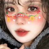 Love Heart Blush, Christmas Tree Makeup, Face Stickers, Fun Cosplay Tattoos, Children's Cartoon Reindeer Makeup