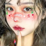 Love Heart Blush, Christmas Tree Makeup, Face Stickers, Fun Cosplay Tattoos, Children's Cartoon Reindeer Makeup