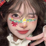 Love Heart Blush, Christmas Tree Makeup, Face Stickers, Fun Cosplay Tattoos, Children's Cartoon Reindeer Makeup