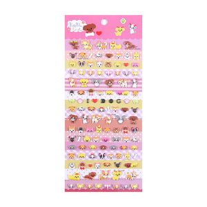 Adorable dog gala-themed 3D epoxy stickers featuring cute creatures. Perfect for decorating phone cases, laptops, and DIY crafts. Kawaii puppy animal character decals.