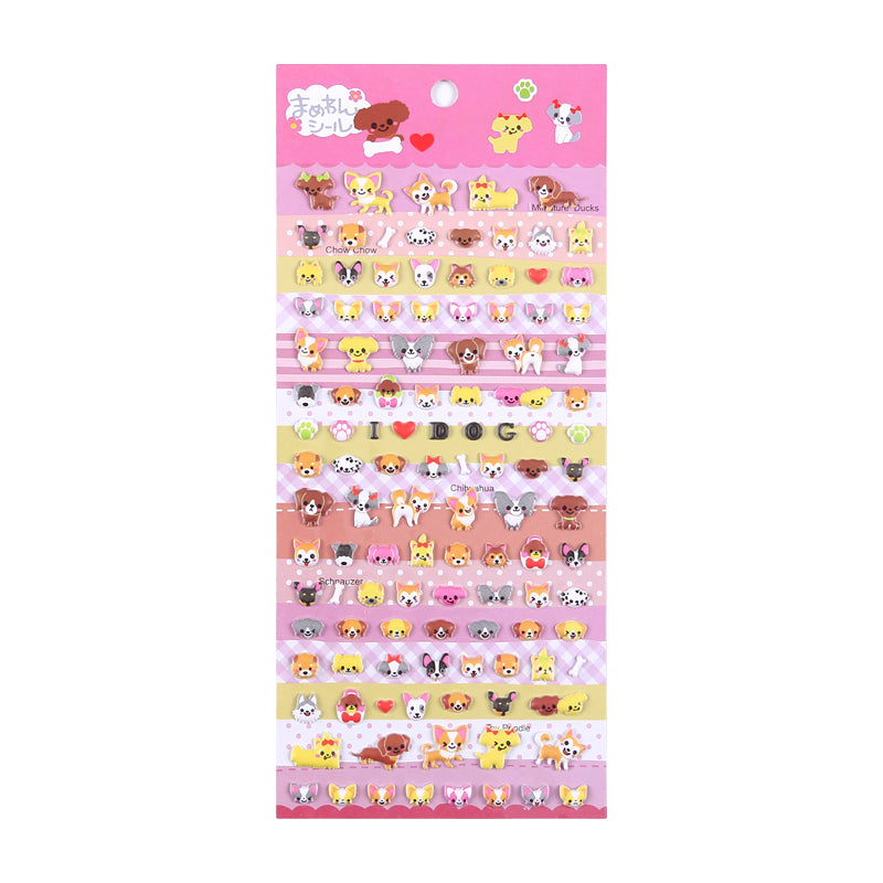 Adorable dog gala-themed 3D epoxy stickers featuring cute creatures. Perfect for decorating phone cases, laptops, and DIY crafts. Kawaii puppy animal character decals.