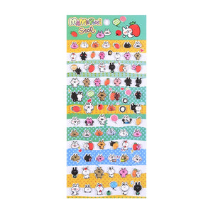 Adorable bunny carnival-themed 3D bubble gum stickers featuring cute creatures. Perfect for decorating phone cases, laptops, and crafts. Kawaii rabbit animal decals.
