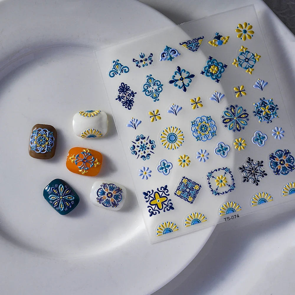 5D Nail Stickers: Embossed Stickers with Cartoon Bee & Bear Designs