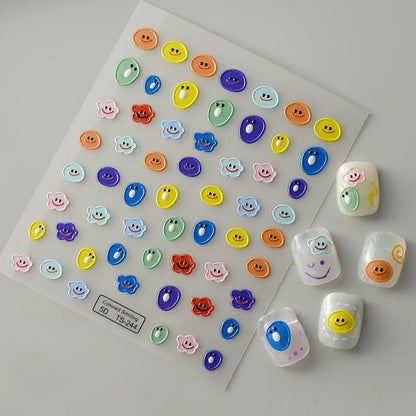 5D Nail Stickers: Embossed Stickers with Cartoon Bee & Bear Designs