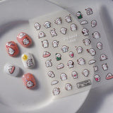 Adorable 5D embossed nail stickers with cute cartoon bee and bear designs. Easy to apply, long-lasting nail art. Perfect for fun manicures, kids' nails, and playful nail decorations. High-quality nail decals.