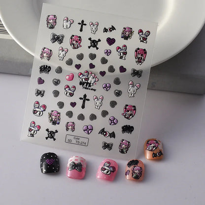 5D Nail Stickers: Embossed Stickers with Cartoon Bee & Bear Designs