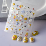 Adorable 5D embossed nail stickers with cute cartoon bee and bear designs. Easy to apply, long-lasting nail art. Perfect for fun manicures, kids' nails, and playful nail decorations. High-quality nail decals.