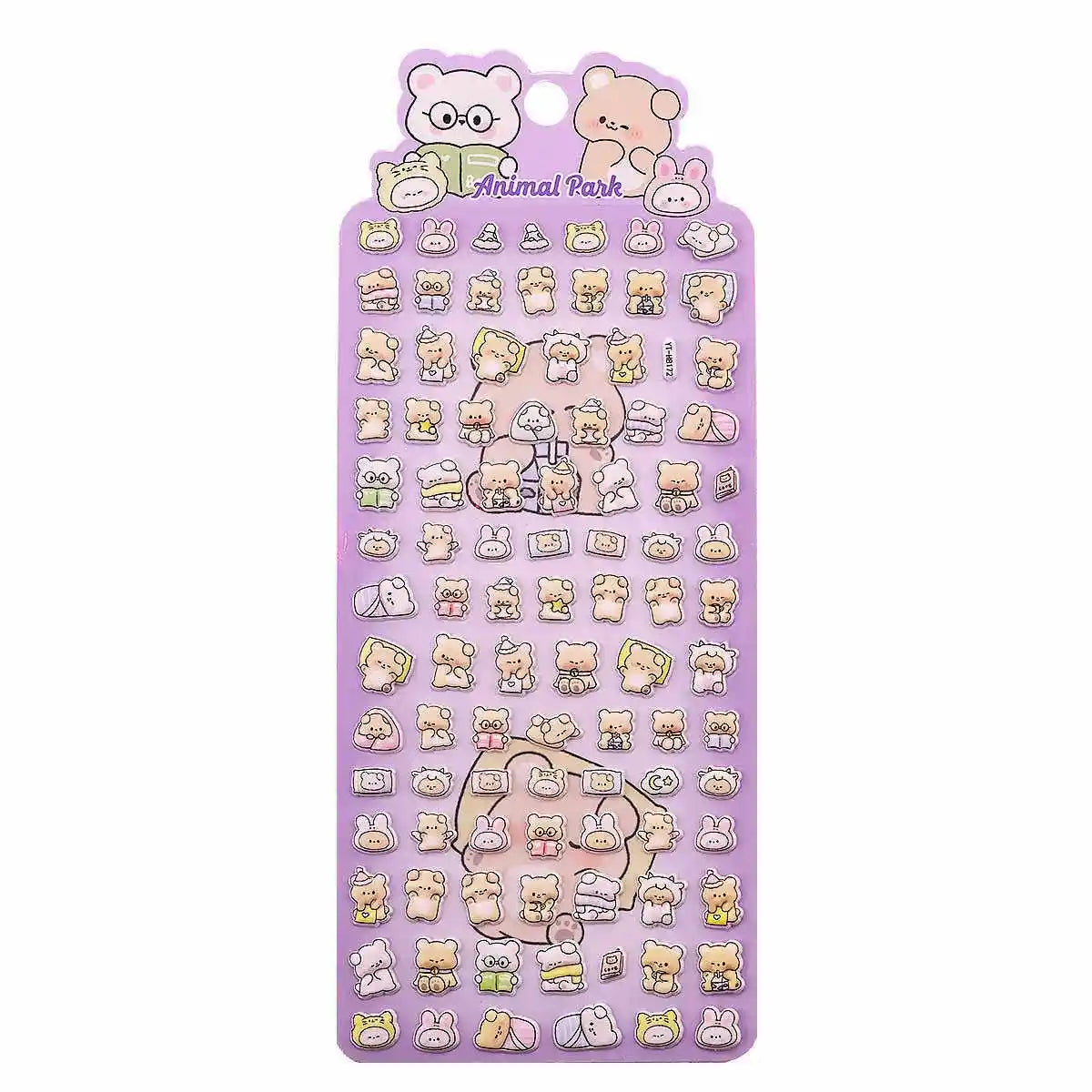 Finished DIY iPhone case with pink frame, decorated with dense mini bear and cute animal stickers, creating a cozy pastel kawaii aesthetic.