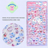 Product display of "Berry Berry" themed 3D crystal puffy sticker sheet, including material (PVC/epoxy resin) and packaging size (200mm×95mm), cute kawaii stickers for planner decoration
