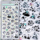 Bonbon Drop cute kawaii sticker sheet with glossy jelly-style giant panda character designs, perfect for DIY phone case decoration.
