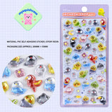 BONBON DROP 3D crystal sticker sheet with cute colorful bird patterns, purple background, PVC self-adhesive, size 200×95mm	
