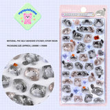 BONBON DROP 3D crystal sticker sheet with cute polish cat patterns, pink background, PVC self-adhesive, size 200×95mm	