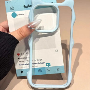 A hand holding a clear, durable protective phone case, ready for DIY resin art and sticker decoration.