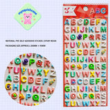 Colorful 3D alphabet sticker sheet with cute patterned A-Z letters, perfect for DIY phone case and craft decoration.