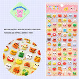 COLORFUL STICKER 3D bubble sticker sheet with cute food & snack patterns (toast, strawberry, hamburger), PVC self-adhesive, size 200×95mm	