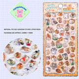 Product display of cute animal themed 3D crystal puffy sticker sheet, including material (PVC/epoxy resin) and packaging size (200mm×95mm), cute kawaii stickers for planner decoration

