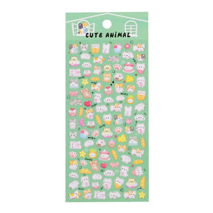 Cute Animal" cute kawaii sticker sheet with tiny cat and cartoon animal designs, perfect for DIY phone case decoration.