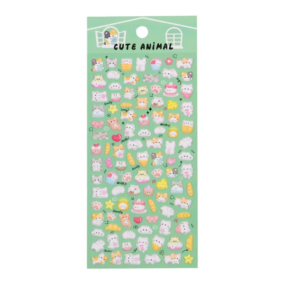 Cute Animal" cute kawaii sticker sheet with tiny cat and cartoon animal designs, perfect for DIY phone case decoration.
