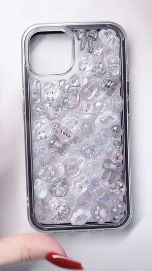 Handmade DIY 3D Dark Kawaii Phone Case - Black & Purple Y2K Aesthetic Bow Cover - mysquishcase