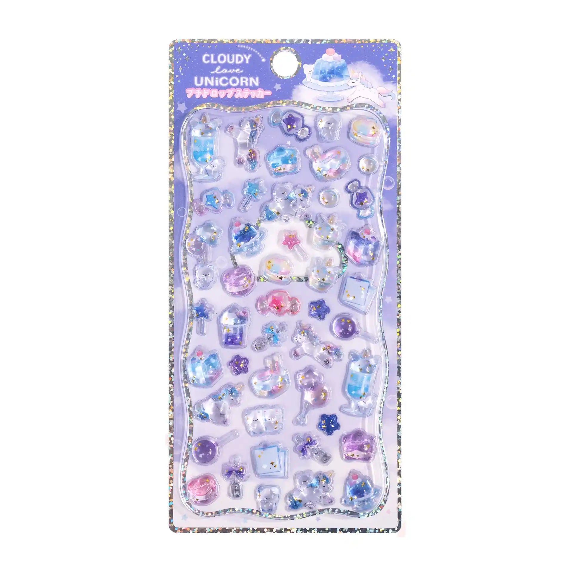 A retail package of Korean cafe style 3D Bonbon Drop Seal puffy stickers featuring cute caramel puddings, whipped cream, and cherries for DIY crafting.