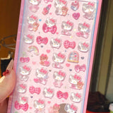 3D Cute Pink Jelly Kitty Phone Case | Pastel Pink Kawaii Bow Clear Cover
