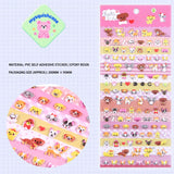 Product display of pink dog breed themed 3D puffy sticker sheet, including material (PVC/epoxy resin) and packaging size (200mm×95mm), cute kawaii stickers for planner decoration
