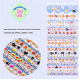Product display of small animal themed 3D puffy sticker sheet, including material (PVC/epoxy resin) and packaging size, cute kawaii stickers for DIY phone case and planner decoration
