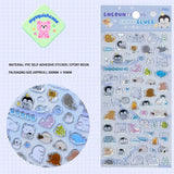Transparent silver edge 3D bubble sticker sheet with cute arctic animal patterns (penguin, seal, polar bear), PVC self-adhesive, size 200×95mm