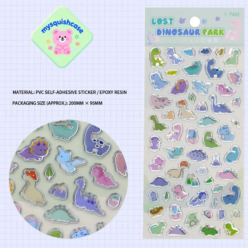 Transparent silver edge 3D bubble sticker sheet with cute sea creature patterns (whale, turtle, jellyfish), purple background, PVC self-adhesive, size 200×95mm